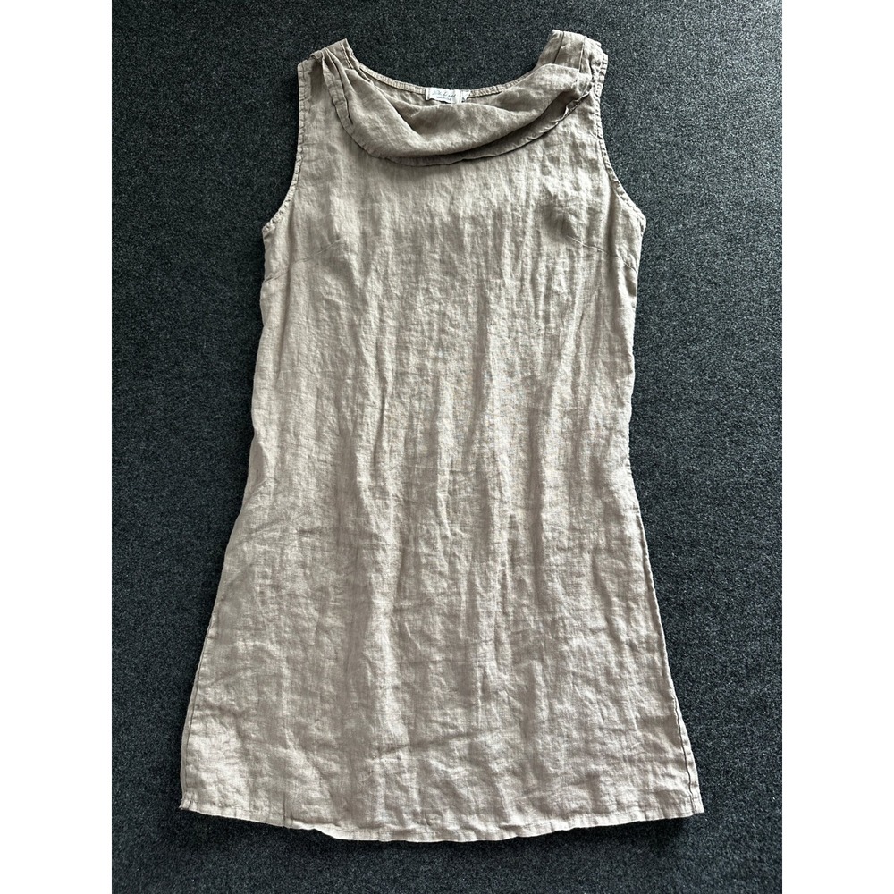 Blu Orchid Italy Linen Sleeveless Cowl Neck Tunic Dress Taupe XL
